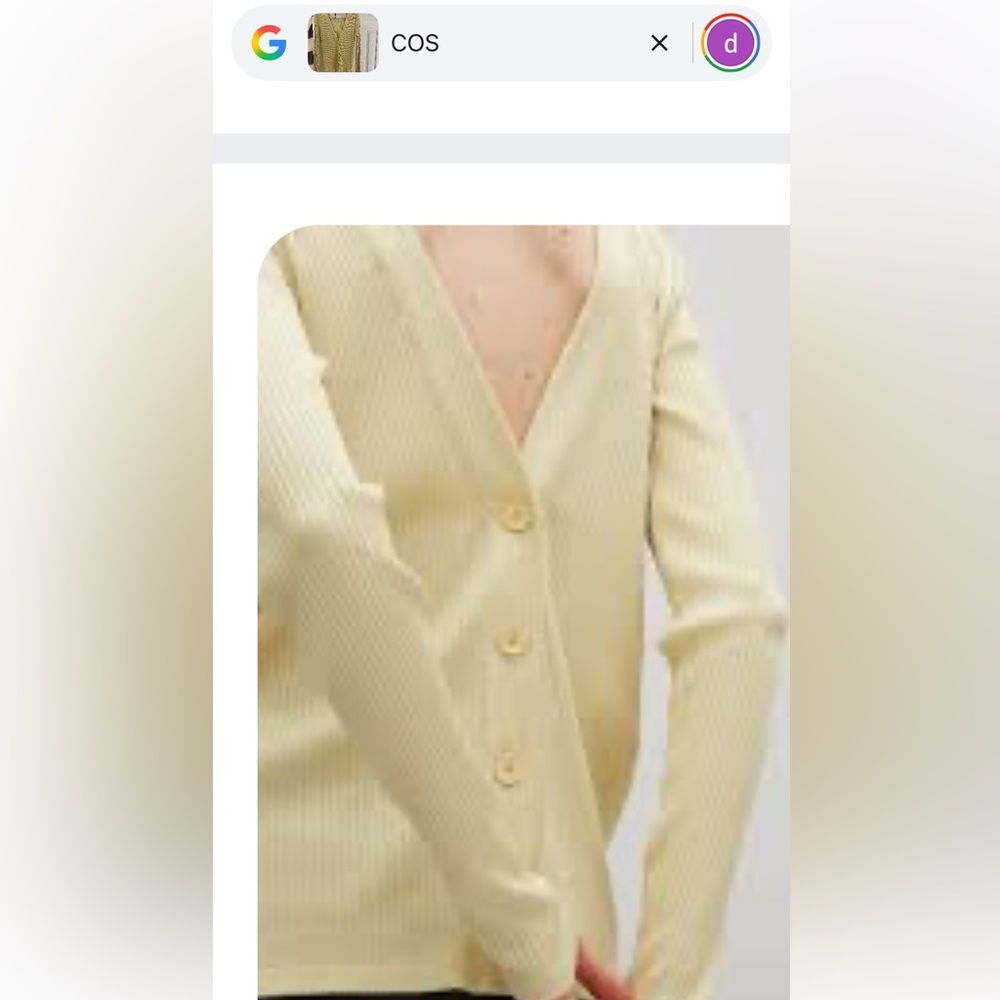 COS Light Yellow Ribbed Sweater Back Buttons size small NWT